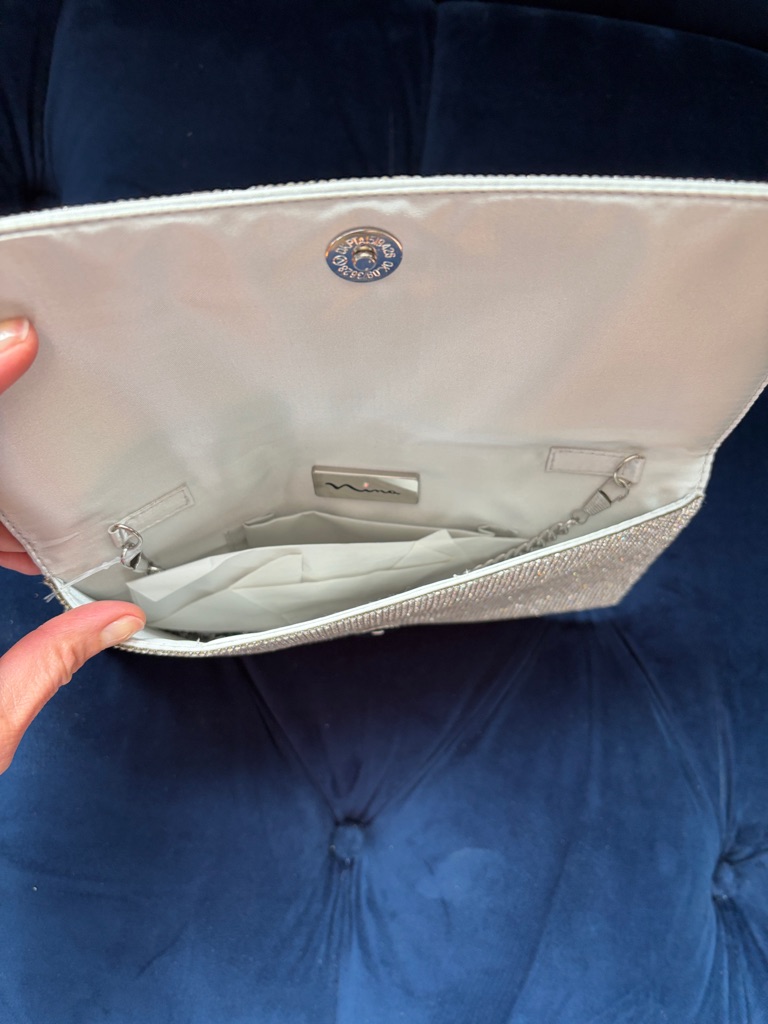 Nina Crystal-Embellished Fold-Over Clutch In Silver — image 3 of 5